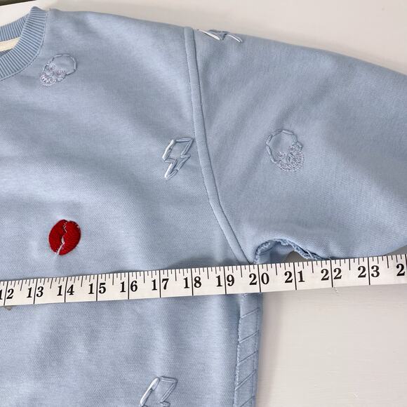 One432 One 432 Sweatshirt Embroidered Skeletor Lighting Bolt Blue Unisex XS Mens - Picture 6 of 12